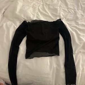 Black Sheer Off-Shoulder Top mesh fashion nice